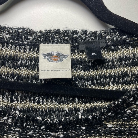 Harley-Davidson Women’s Metallic Black Knit biker grunge casual Sweater Size XL - Picture 3 of 9